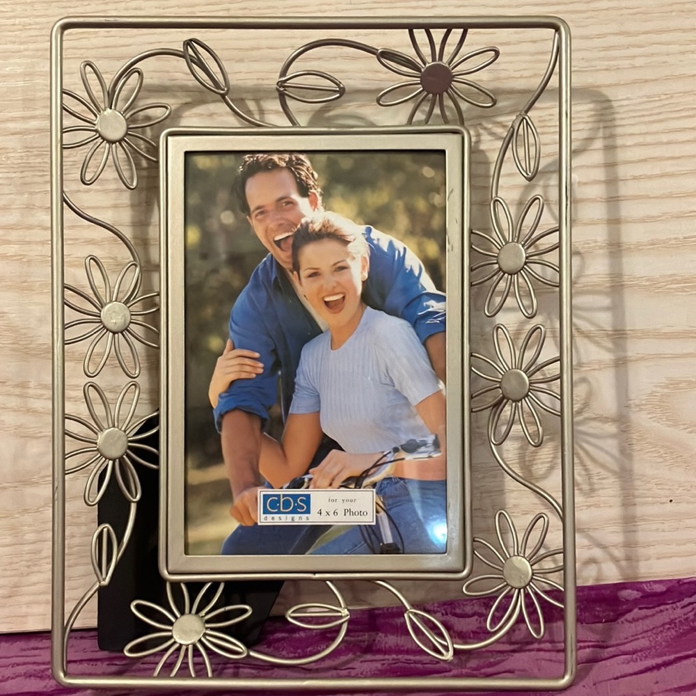 Floral Silver Photo Frame